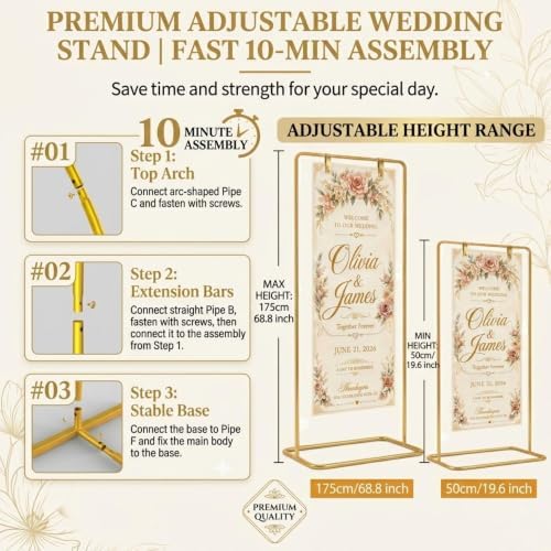 Yebo Wedding Welcome Sign Stand, Adjustable Display Easel with Carry Bag - Image 2