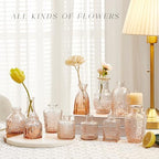 Glass Bud Vase Set of 16, Small Flower Vases, Glass Vases for Centerpieces, Vintage Home Table Decorations Bud Vases (16 Pcs, Amber) - Image 4
