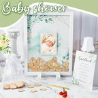 Kosiz Baby Shower Guest Book Frame, 60 Guests Wooden Hearts, Greenery - Image 4