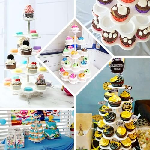 Efavormart 5-Tier Scallop Edge Cupcake Stand High Capacity 27-Cupcake Holder Tower for Party Hosting & Large Buffets - 18" Tall - Image 5