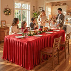 1 Pack Red Satin Tablecloths Rectangle 6FT, Glitter Spandex Fitted Stretch Table Covers Wrinkle-Free Floor Length Shimmer Table Skirt for Weddings Parties Baby Shower Banquets Vendor Events - Image 4