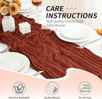 20 Pack Terracotta Cheesecloth Table Runner, 17x108 Inch Semi Sheer Boho Gauze Cheese Cloth Fabric Table Runners for Wedding Party Baby Shower Birthday Garden Farmhouse Table Decor - Image 4