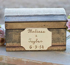 Rustic Wedding Card Box Shabby Chic Card Holder Bridal Shower Decor Burlap Wedding Keepsake Trunk - Image 2