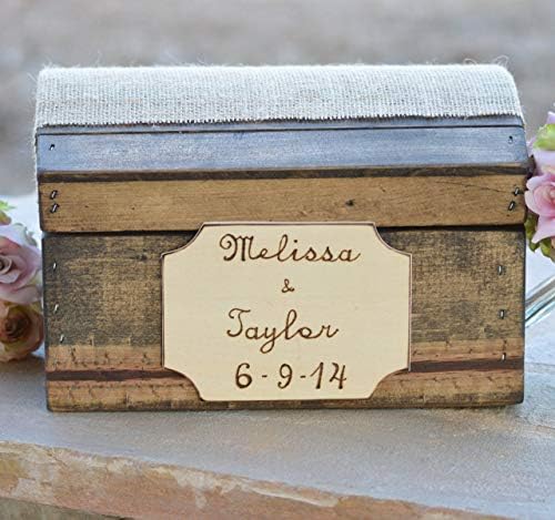 Rustic Wedding Card Box Shabby Chic Card Holder Bridal Shower Decor Burlap Wedding Keepsake Trunk - Image 2