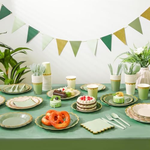Mimorou 342 Pcs Sage Green Party Supplies Plates Napkins Cups - Image 2