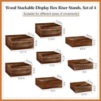 Barydat 8 Pcs Large 13.7" Wood Risers Display, Black Brown - Image 4