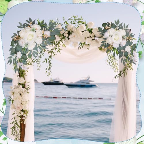 Wedding Arch Decorations 2 Pack, White Arch Flowers Swag Set - Image 4