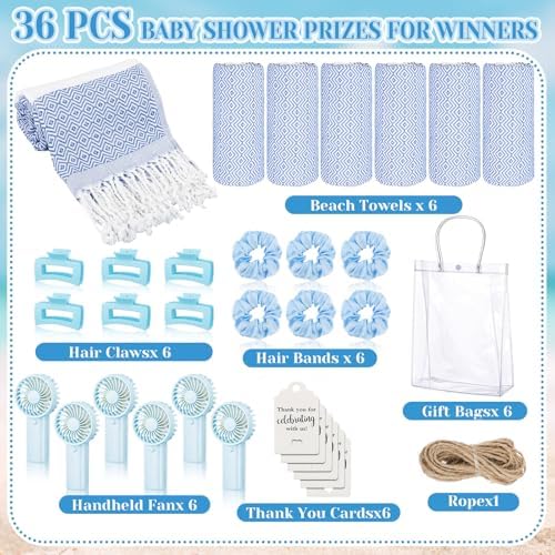 6 Set Baby Shower Game Prizes, Summer Beach Gift Set with Handheld Fans - Image 3