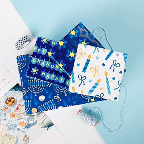 WRAPAHOLIC 30 Inch Hanukkah Wrapping Paper Roll - Jumbo Roll Menorahs, the Star of David, Candles Design for Chanukah Celebration - 4 Rolls - 30 Inch x 120 Inch Per Roll - Image 3