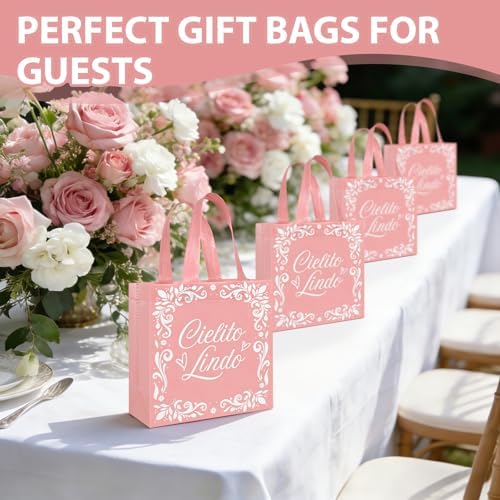 50 Pcs Cielito Lindo Party Favor Bags Reusable Pink Mexican Gift Bags Non Woven Platos De Barro Mexicanos Candy Bag Cinco De Mayo Goodie Bags with Handles for Fiesta Mexican Baby Shower Party Favors - Image 6