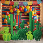 7 Pcs Large Cactus Yard Stakes Signs Plastic Jointed Cactus Cardboard Cutout Summer Party Decorations Green Plant Decor for Tropical Cacti Birthday Party Favors Photo Prop Wild Western Garden - Image 4