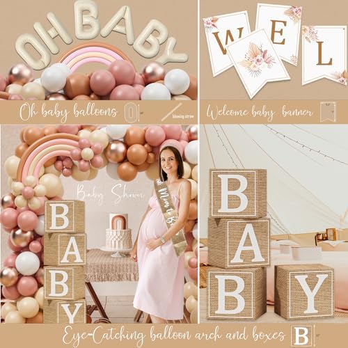 Boho Baby Shower Decorations, Boho Rainbow Baby Shower Party Supplies, A Little Ray of Sunshine is Almost Here, It’s a Girl Gender Reveal, Backdrop Balloon Arch Boxes Mom to Be Sash - Image 7