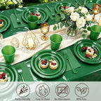 100 Guests Green Plastic Plates and Napkins Party Supplies for Birthday - Image 2