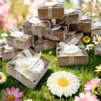 Giftsupstore Wedding Favors for Guests Bulk – 75 Set Elegant Daisy Flower Candles – Custom Bridal Shower Gifts, Baby Shower, Personalized Bachelorette Party Candle Favors, Unique Handmade Floral Decor - Image 2