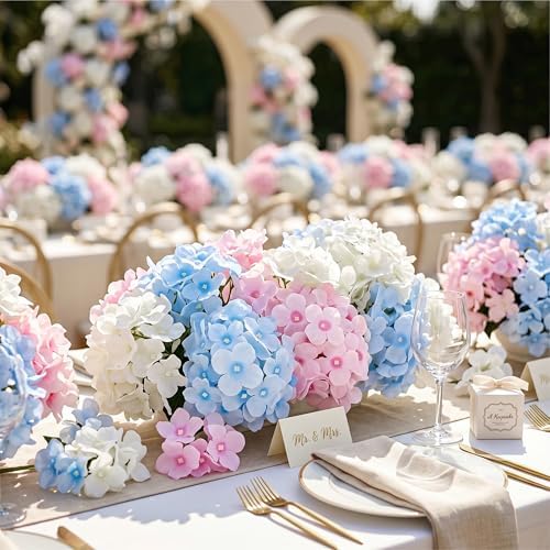 Auihiay 64Pcs Hydrangea Artificial Flowers Bulk, Faux Hydrangea Flowers - Image 5