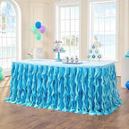leegleri 6FT Tulle Ruffle Curly Willow Table Skirt for Rectangle or Round Tables, Under The Sea Ocean Blue Baby Shark Themed Tutu Table Skirt for Baby Shower, Birthday Party - Image 6