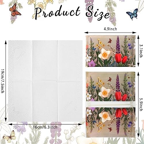 PerKoop 100 Pack Travel Tissues Pocket Size, 3 Ply, Retro Flower - Image 2