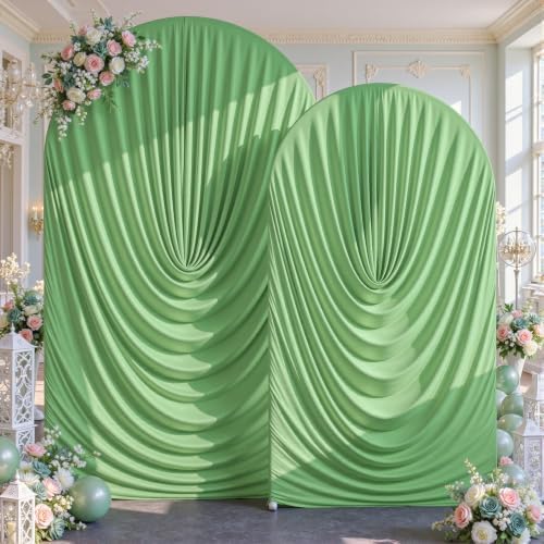 Sage Green Wedding Arch Backdrop Cover 7.2ft and 6ft Draped Arch Covers Stretchy Backdrop Spandex Balloon Arch Covers for Bridal Shower Baby Shower Engagement Photography Birthday Party Decorations by Tao-GePartyDecorations