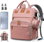 SHITIESHOU Diaper Bag Backpack Baby Bag for Mom Dad with Changing Pad, 19 Pockets, Large Waterproof Travel Baby Girl Boy Toddle Diaper Bag with Insulated Pocket, Baby Shower Gifts, Pink by SHITIESHOU