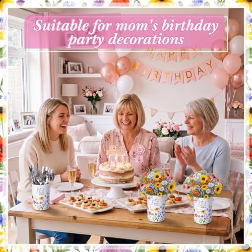 6 Sets Best Mom Ever Round Flower Arrangement Boxes with Foam, Table Centerpieces Vases for Mom Birthday Party Decorations, Baby Shower and Women's Gifts - Image 5