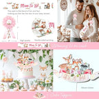 Hombae Woodland Baby Shower Decorations Girl, 128 PCs - Forest Animals Baby Shower Party Supplies with Its a Girl Backdrop, Balloon Garland, Boxes, Tablecloth, Cake Topper, Sash, Pins - Image 4