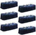 6 Packs Navy Blue Satin Tablecloths Rectangle 6FT, Glitter Fitted Stretch Table Covers Wrinkle-Free Floor Length Shimmer Table Skirt for Weddings Parties Baby Shower Banquets Vendor Events by Partisky