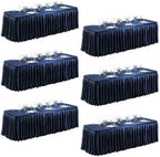 6 Packs Navy Blue Satin Tablecloths Rectangle 6FT, Glitter Fitted Stretch Table Covers Wrinkle-Free Floor Length Shimmer Table Skirt for Weddings Parties Baby Shower Banquets Vendor Events by Partisky