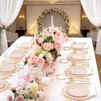 GATHER 350PCS Pink Plastic Plates with Gold Rim for Wedding Baby Shower - Image 5