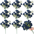 Zeyune 8 Pack 12 Inch Artificial Rose Bouquet, Navy Blue by Zeyune