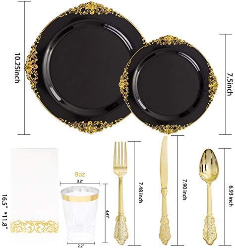 Hioasis 175 Pcs Black Gold Plates for Graduation - Image 5