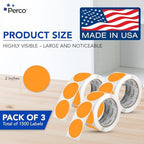 Perco Neon Orange Perforated Round Circle Dot Sticker 2-Inch Labels — 3 Rolls, 1,500 Stickers - Clearance, Sale & Limited-Time Offer Labels, High Visibility - Made in USA - Image 2