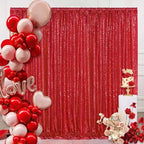 8ft x 8ft Red Sequin Backdrop Curtain Sparkle Photo Backdrop - Image 3