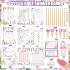Sherr 476 Pcs Butterfly Baby Shower Games 6 Sets Activities Cards Pacifier Hunt Game 50 Pacifiers How Big Is Mommy's Belly Sign 50 Guessing Cards 2 Measuring Tape Don't Say Baby Sign 50 Clothespin - Image 3