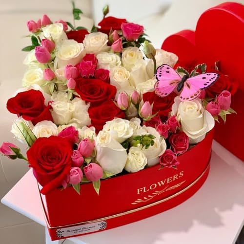 UNIKPACKAGING Set of 3, Heart Shaped Flower/Gift Boxes (Red) - Image 2