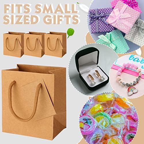 Zhehao 50 Pack Mini Gift Bags Bulk with Handles and Tags, Kraft Color - Image 5