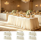 Wish Care 6 Pack Light Champagne Tulle Tablecloth for 6 Foot Rectangle Tables Ruffle Stretch Fitted Table Cloth Tutu Skirt Wrinkle Free Table Cover for Party Wedding Birthday Banquet Cake Tables Decor by WishCare