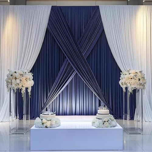 ESGOTBME 30x10ft Wrinkle Free Navy Blue Backdrop Curtain for Parties Soft Fabric Drapes Wedding Curtain Backdrop for Birthday Party Decorations Background for Photography 5x10ft, 6 Panels - Image 6