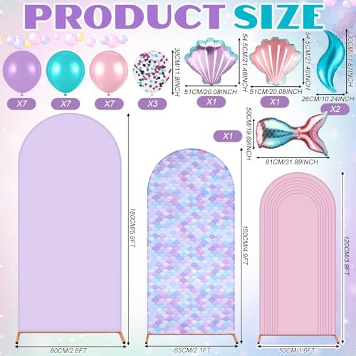 Foilswirl 34 Pcs Mermaid Decor Set 4ft 5ft 6ft Mermaid Arch Backdrop Cover - Image 3