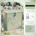BreezeHug 10" Sage Green Acrylic Wedding Card Box with Lock & 3D Letters - Image 4