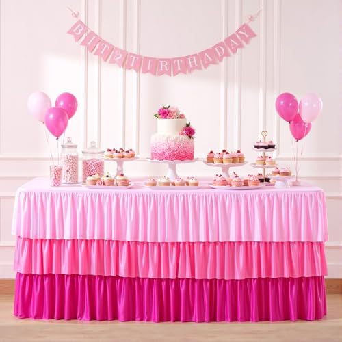 Pink Tablecloths for 6 Foot Rectangle Tables, 6ft Pastel Gradient Pink by Suppromo