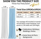 gogoparti 10x10ft Baby Blue and White Backdrop Curtains Panels for Parties Wedding Baby Shower Birthday Party Photography Background, Wrinkle Free Polyester Backdrop Curtains Drapes 4 Panel 2.5x10ft - Image 4