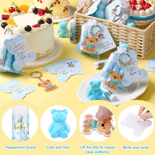 288 Pcs Baby Shower Favors Bear Lip Balm Soap Kit,Blue,Bear - Image 3