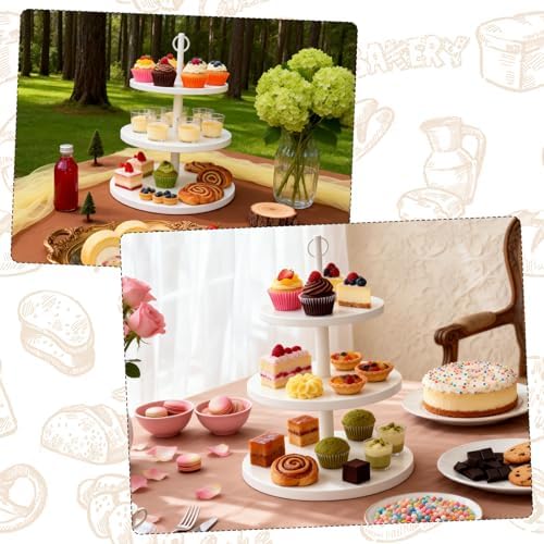 Cupcake Stand,3Tier Round Rustic Cupcake Stand Holds 50Cupcakes - Image 5