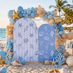 Mindsoft 2 Pcs Arch Backdrop Cover 6ft and 7.2ft Spandex Stand Cover for Baby Shower Birthday Wedding Bridal Shower Party Decorations (Light Blue,Seashell) - Image 3
