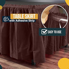 Exquisite Brown Table Skirt 12 Pack - Disposable Plastic Table Skirts for Rectangle Tables 6ft 8ft & Round Tables - 29in x 14ft Self-Adhesive Strip - Birthday Wedding Gender Reveal Decor - Image 3