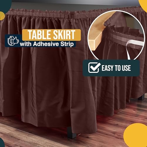 Exquisite Brown Table Skirt 12 Pack - Disposable Plastic Table Skirts for Rectangle Tables 6ft 8ft & Round Tables - 29in x 14ft Self-Adhesive Strip - Birthday Wedding Gender Reveal Decor - Image 3