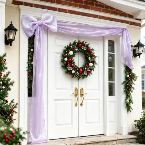 Big Purple Bow Decor, 16 x 85in Christmas Tree Topper Bow, Oversized Hanging Bow with Long Streamers, Large Bow for Entrance Wall Backdrop Wedding Birthday Bridal Shower Graduation Coquette Room Decor - Image 7