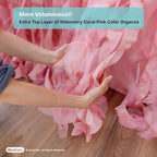 Coral Pink Tutu Table Skirt 9ft with Double Layer Organza Willows. Princess Party Decorations, Quinceanera, 1st Baby Girl Birthday Décor, Baby Shower Decor or Gender Reveal - Image 4