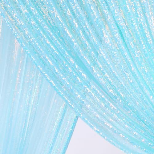Blue Iridescent Sequin Backdrop 7ft x 7ft Glitter Photo Booth Backdrop - Image 4