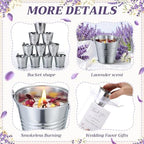 Treela 24 Sets Scented Candle Gift Mini 1.8 oz Lavender Soy Wax Iron Bucket Aromatherapy Candle with Dried Flower Thank You Card for Baby Shower Bridal Wedding Birthday Party Favor Guest - Image 3